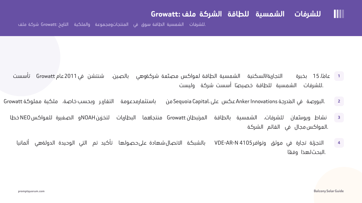 Growatt: ملف الشركة للطاقة الشمسية للشرفات