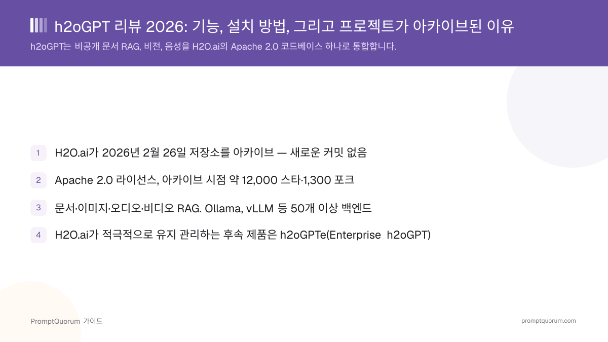 h2oGPT 리뷰 2026: 기능, 설치 방법, 그리고 프로젝트가 아카이브된 이유