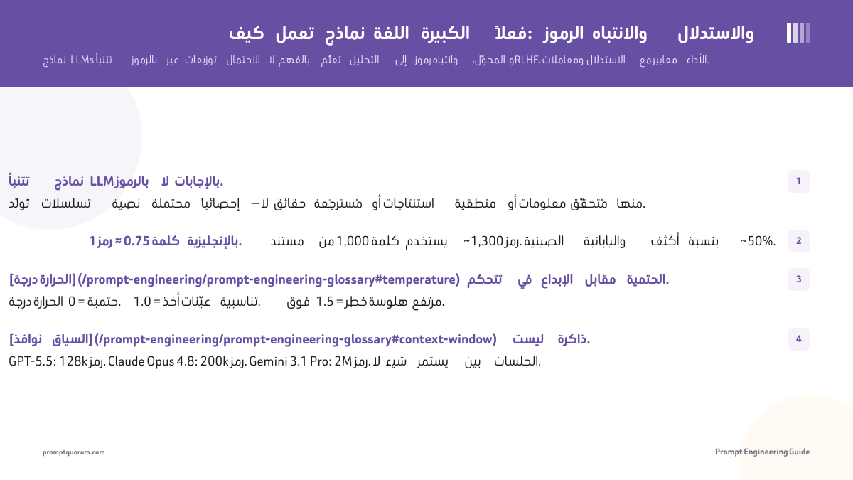 كيف تعمل نماذج اللغة الكبيرة فعلاً: الرموز والانتباه والاستدلال