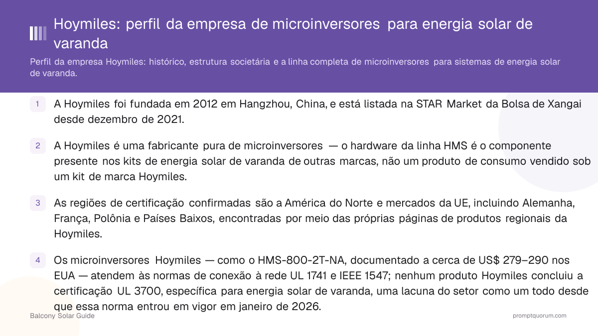 Hoymiles: perfil da empresa de microinversores para energia solar de varanda