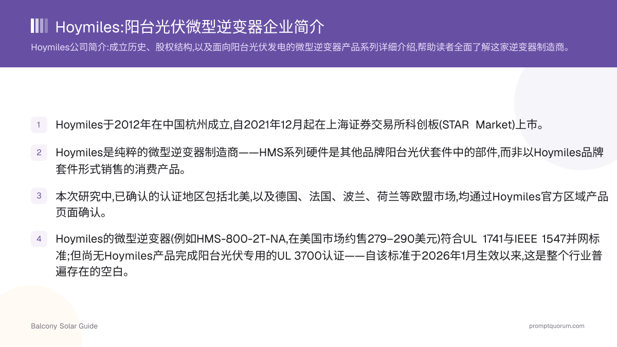 Hoymiles:阳台光伏微型逆变器企业简介