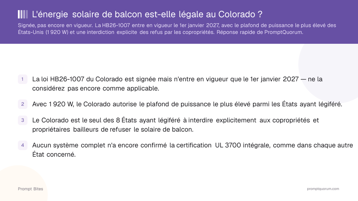 L'énergie solaire de balcon est-elle légale au Colorado ?