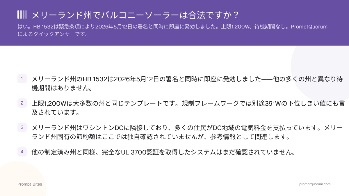 メリーランド州でバルコニーソーラーは合法ですか?