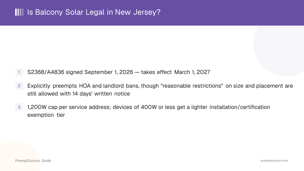 Is Balcony Solar Legal in New Jersey?