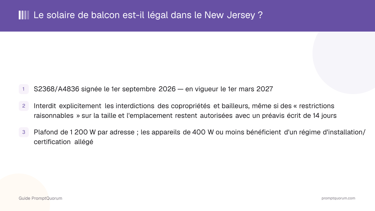 Le solaire de balcon est-il légal dans le New Jersey ?
