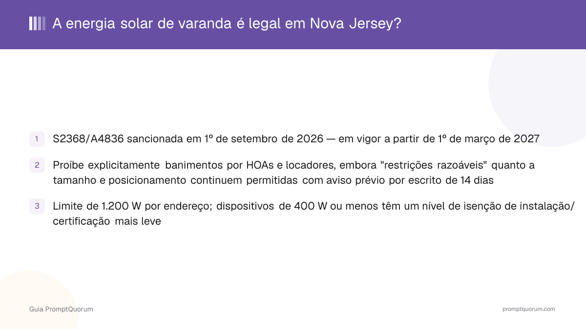 A energia solar de varanda é legal em Nova Jersey?