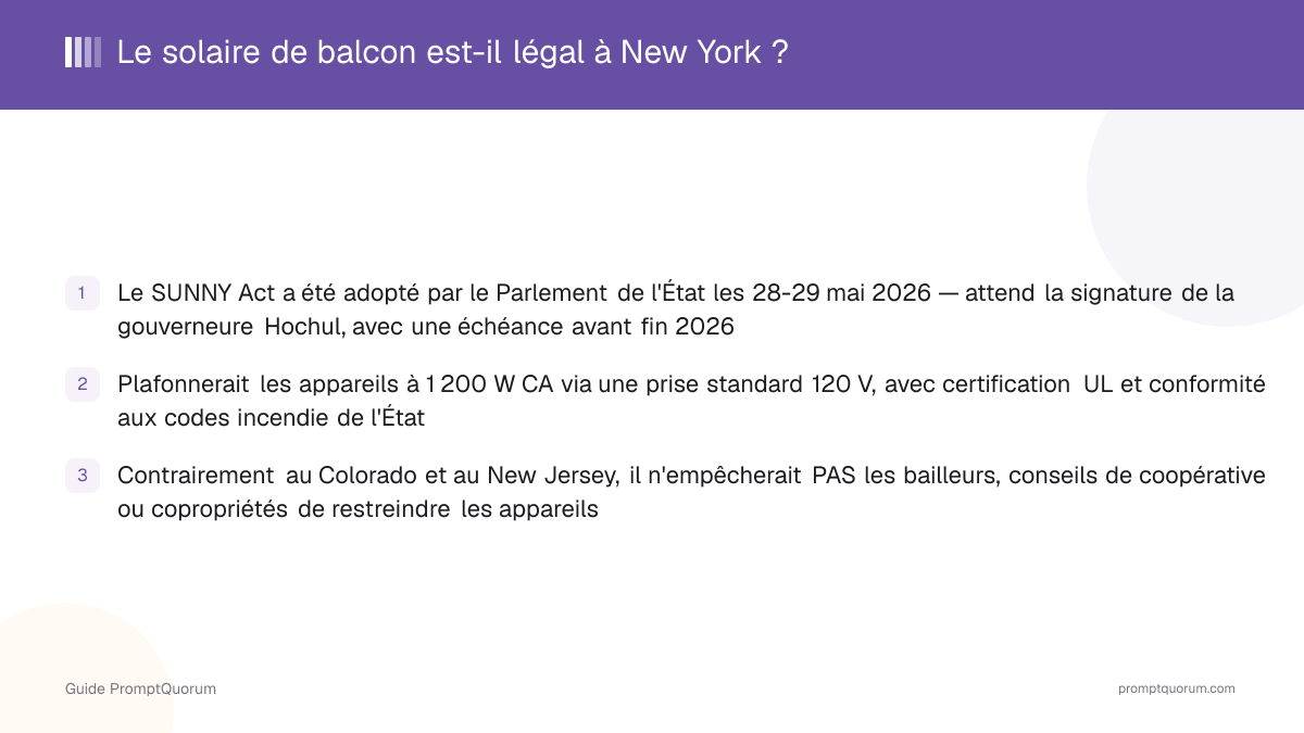 Le solaire de balcon est-il légal à New York ?