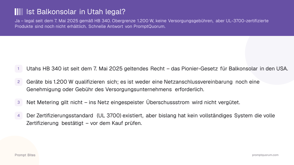 Ist Balkonsolar in Utah legal?
