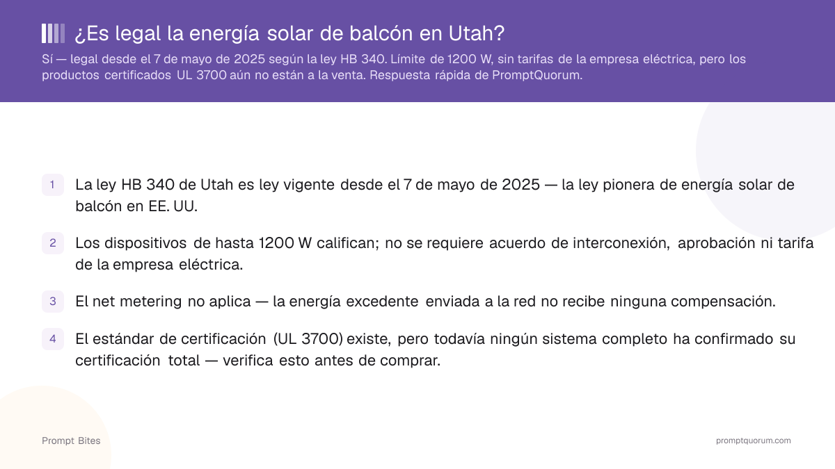 ¿Es legal la energía solar de balcón en Utah?