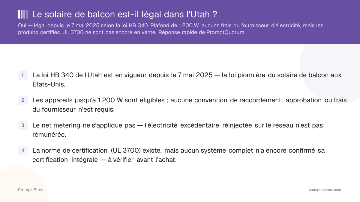Le solaire de balcon est-il légal dans l'Utah ?