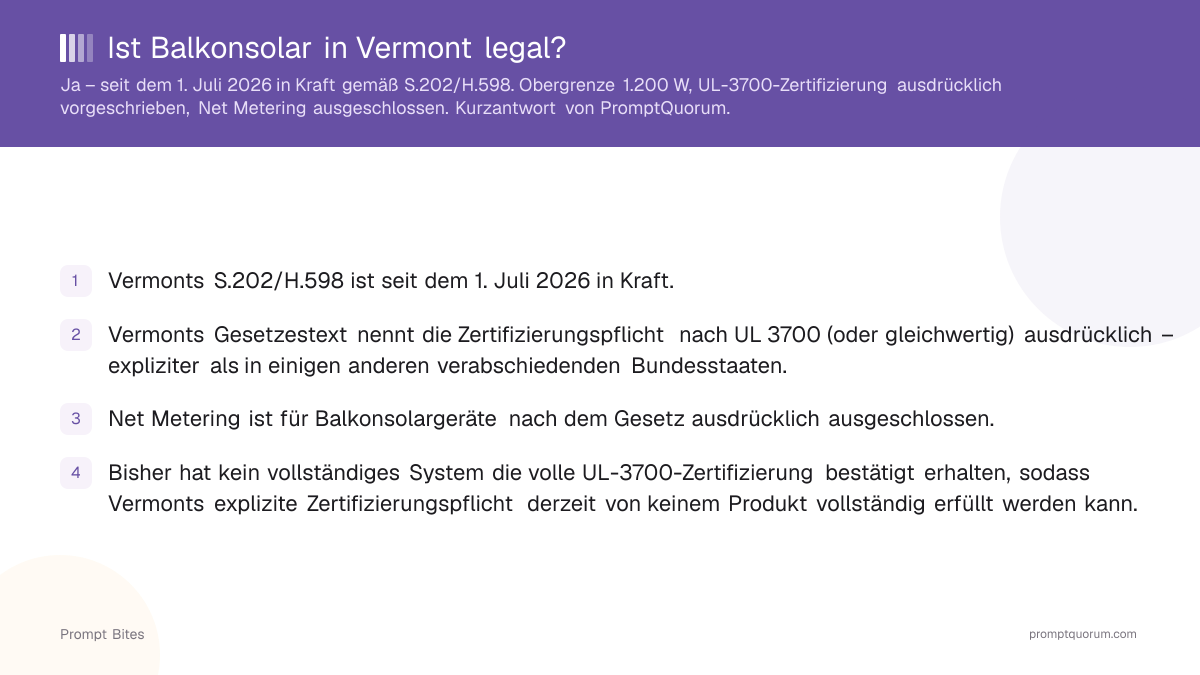 Ist Balkonsolar in Vermont legal?