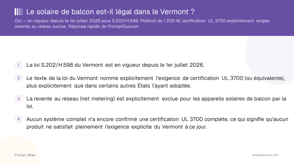 Le solaire de balcon est-il légal dans le Vermont ?