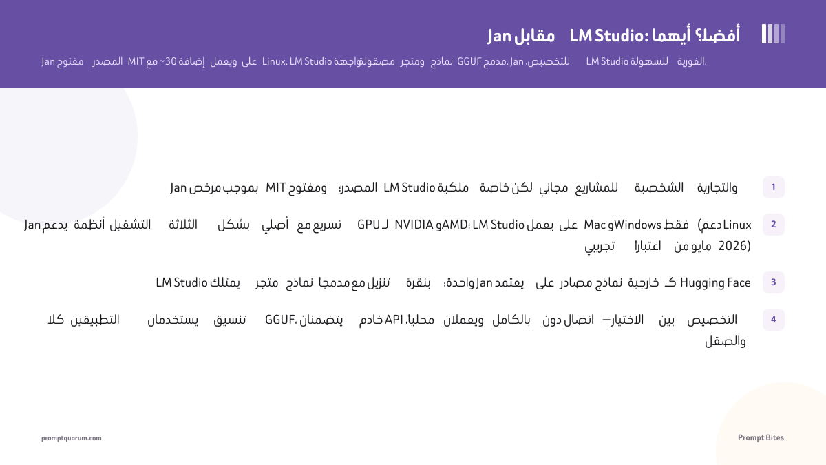 Jan مقابل LM Studio: أيهما أفضل؟