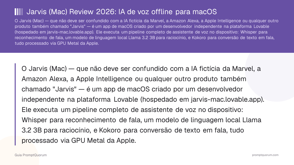 Jarvis (Mac) Review 2026: IA de voz offline para macOS
