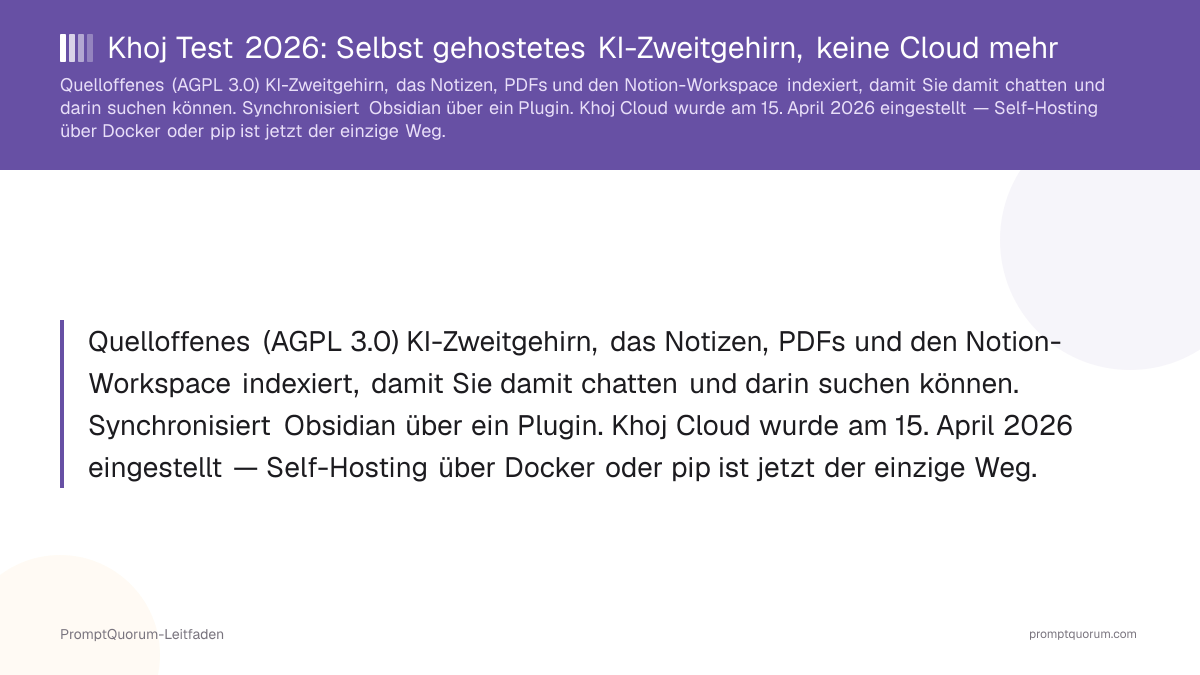 Khoj Test 2026: Selbst gehostetes KI-Zweitgehirn, keine Cloud mehr