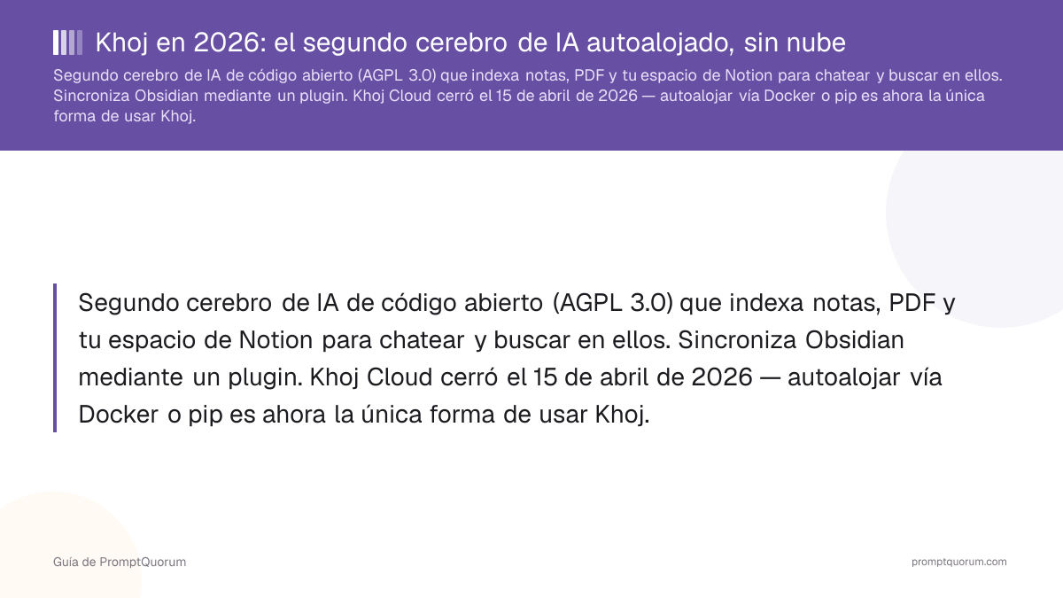 Khoj en 2026: el segundo cerebro de IA autoalojado, sin nube