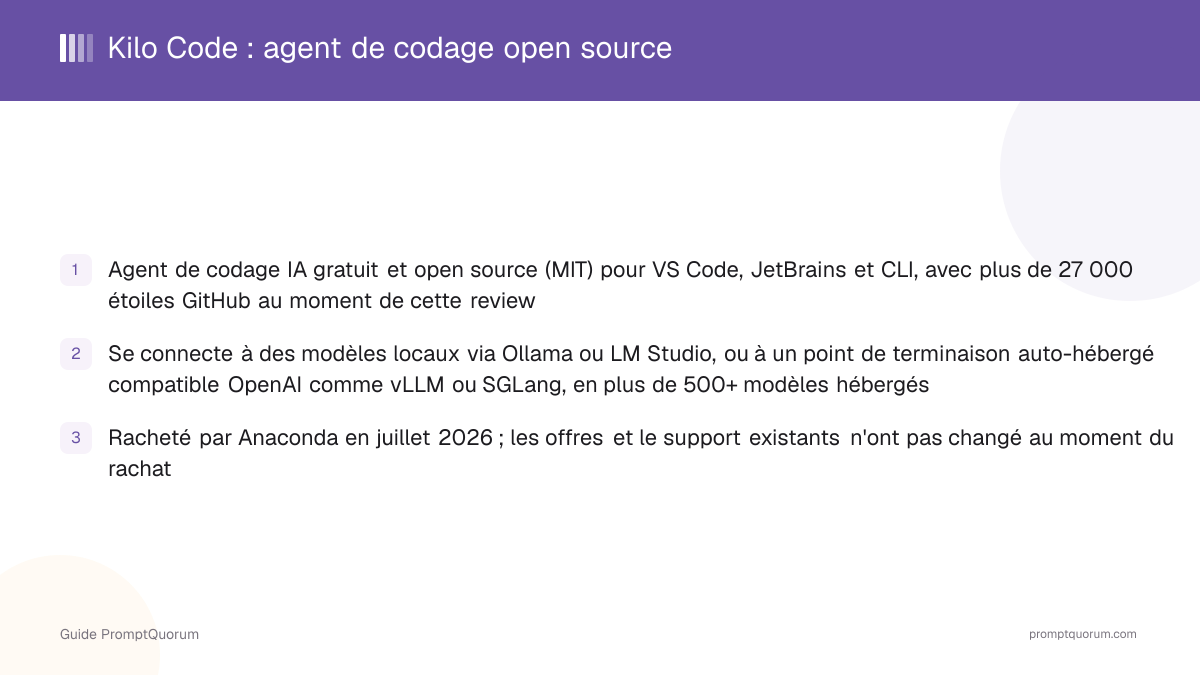 Kilo Code : l'agent de codage open source désormais détenu par Anaconda