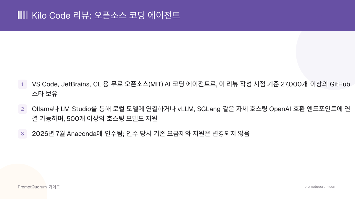 Kilo Code 리뷰: 이제 Anaconda가 인수한 오픈소스 코딩 에이전트