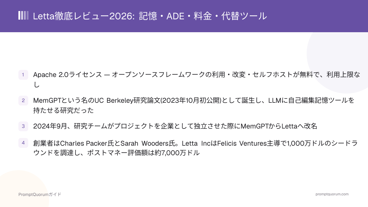 Letta徹底レビュー2026: 記憶・ADE・料金・代替ツール