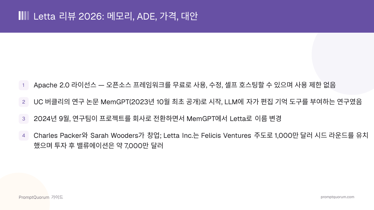 Letta 리뷰 2026: 메모리, ADE, 가격, 대안