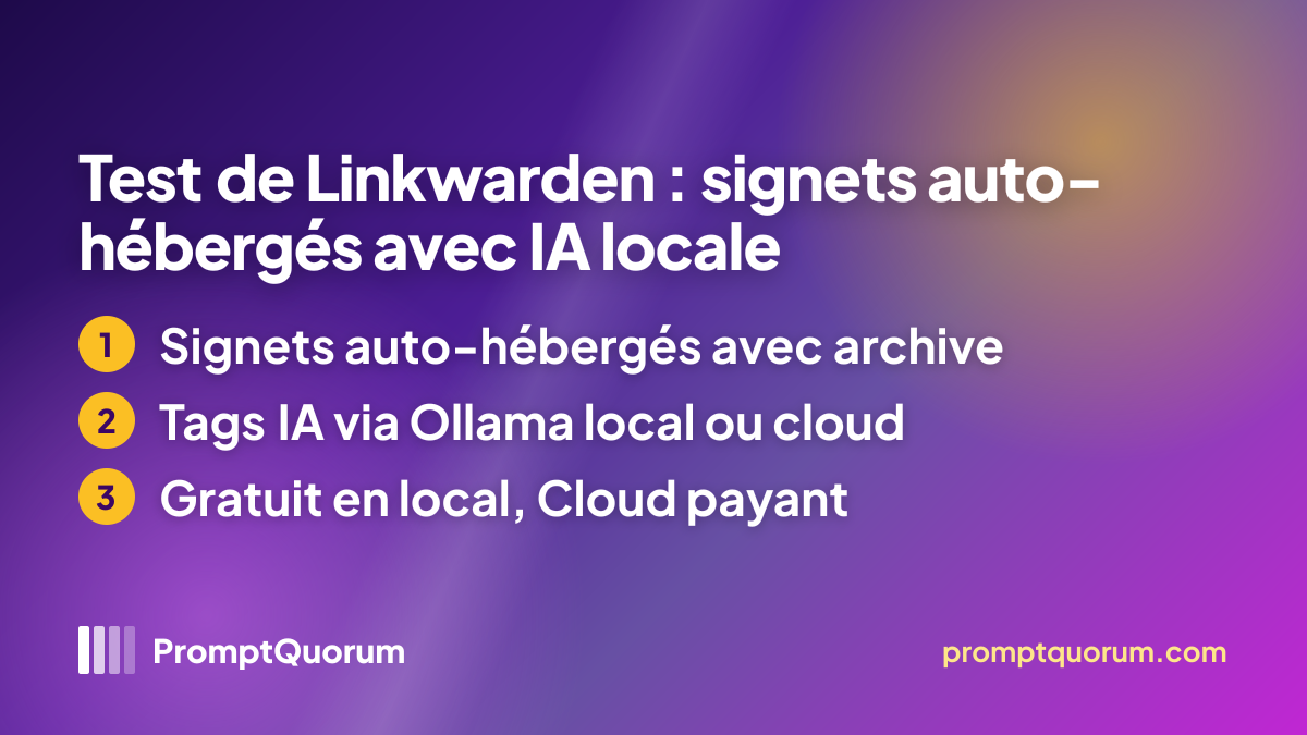 Test de Linkwarden : signets auto-hébergés avec IA locale