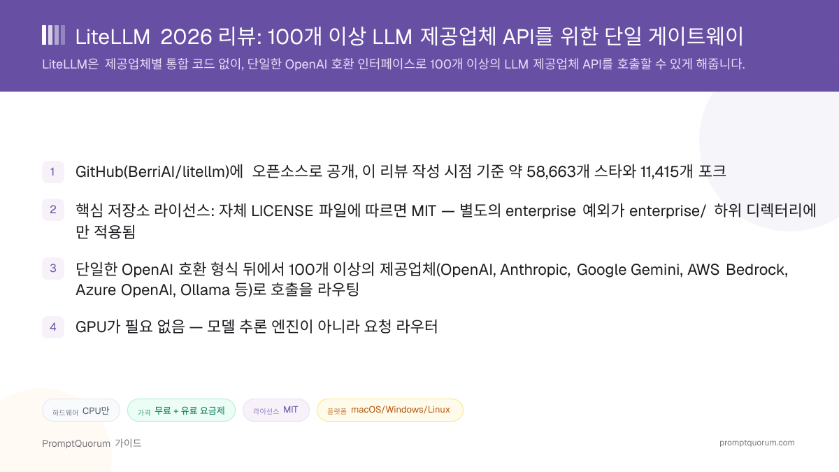 LiteLLM 2026 리뷰: 100개 이상 LLM 제공업체 API를 위한 단일 게이트웨이