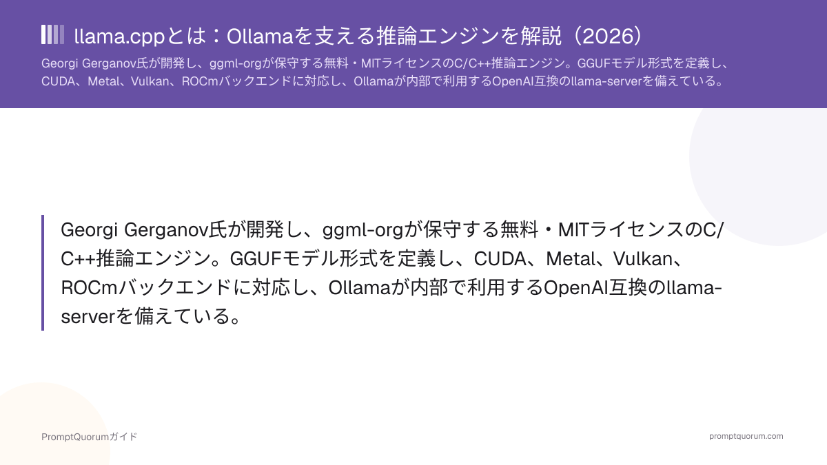 llama.cppとは:Ollamaを支える推論エンジンを解説(2026)