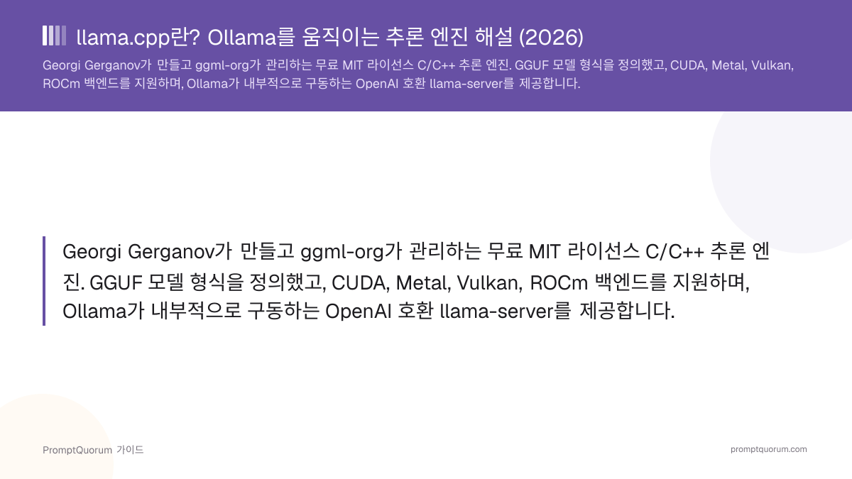 llama.cpp란? Ollama를 움직이는 추론 엔진 해설 (2026)