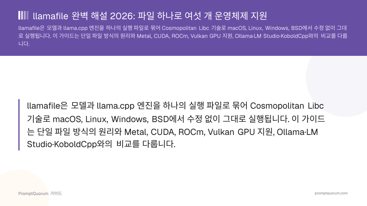 llamafile 완벽 해설 2026: 파일 하나로 여섯 개 운영체제 지원