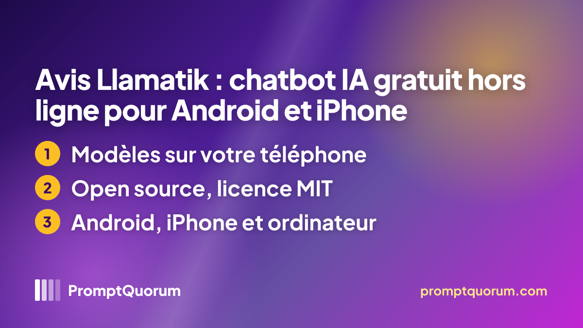 Avis Llamatik : chatbot IA gratuit, open source et hors ligne pour Android, iPhone et ordinateur