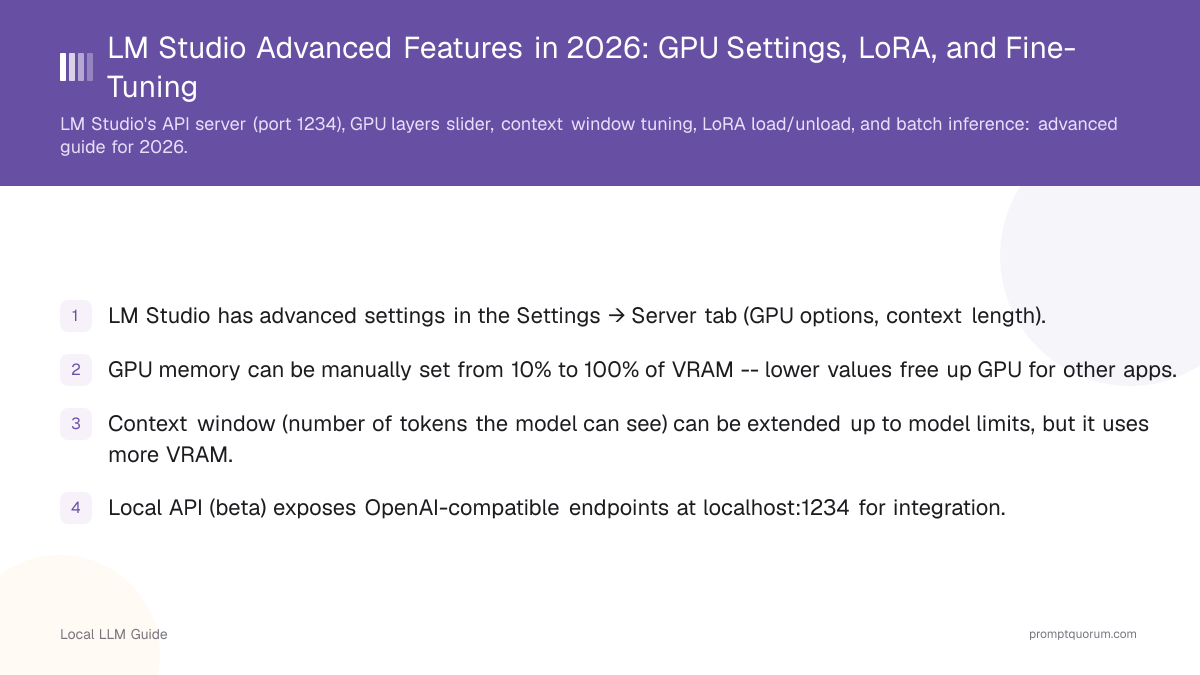 LM Studio Advanced Features in 2026: GPU Settings, LoRA, and Fine-Tuning