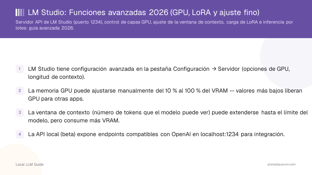 LM Studio: Funciones avanzadas 2026 (GPU, LoRA y ajuste fino)