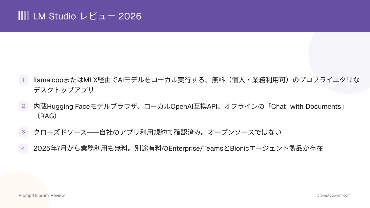 LM Studio レビュー 2026:GUIファーストのローカルAIデスクトップアプリ