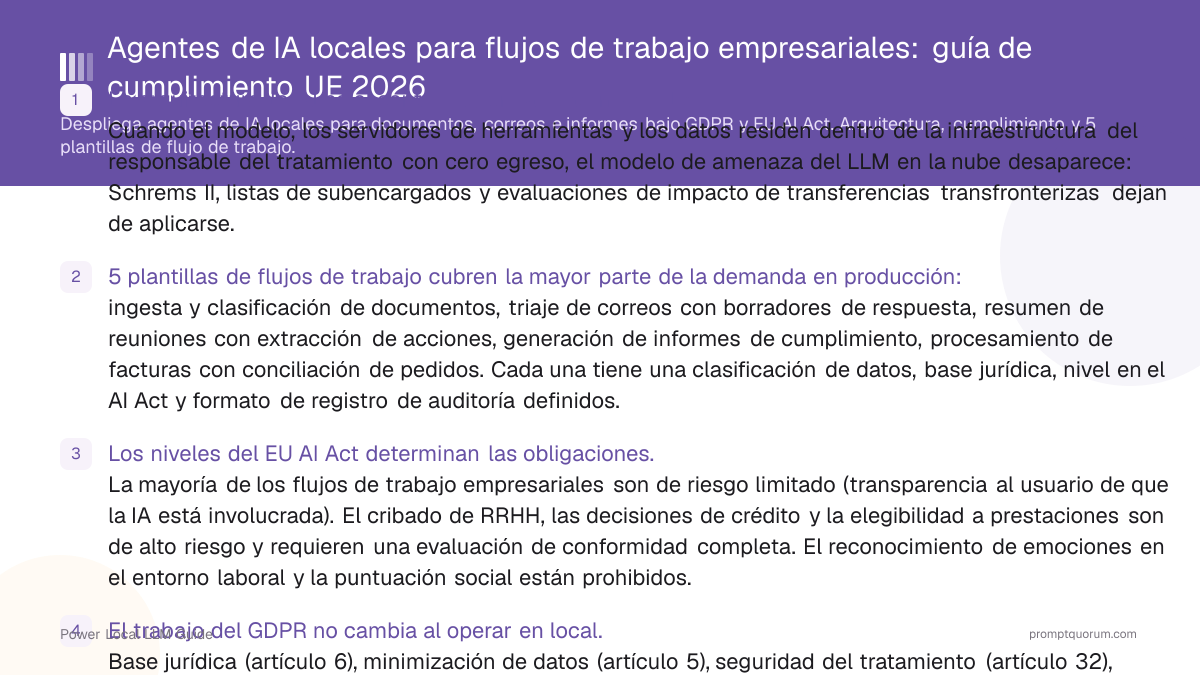 Agentes de IA locales para flujos de trabajo empresariales: guía de cumplimiento UE 2026