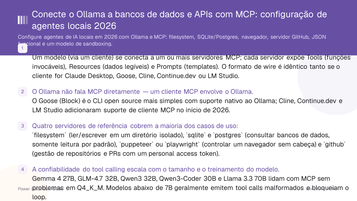 Conecte o Ollama a bancos de dados e APIs com MCP: configuração de agentes locais 2026