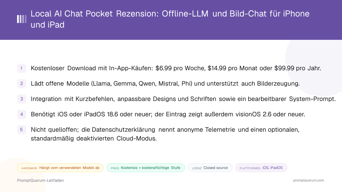 Local AI Chat Pocket Rezension: Offline-LLM und Bild-Chat für iPhone und iPad