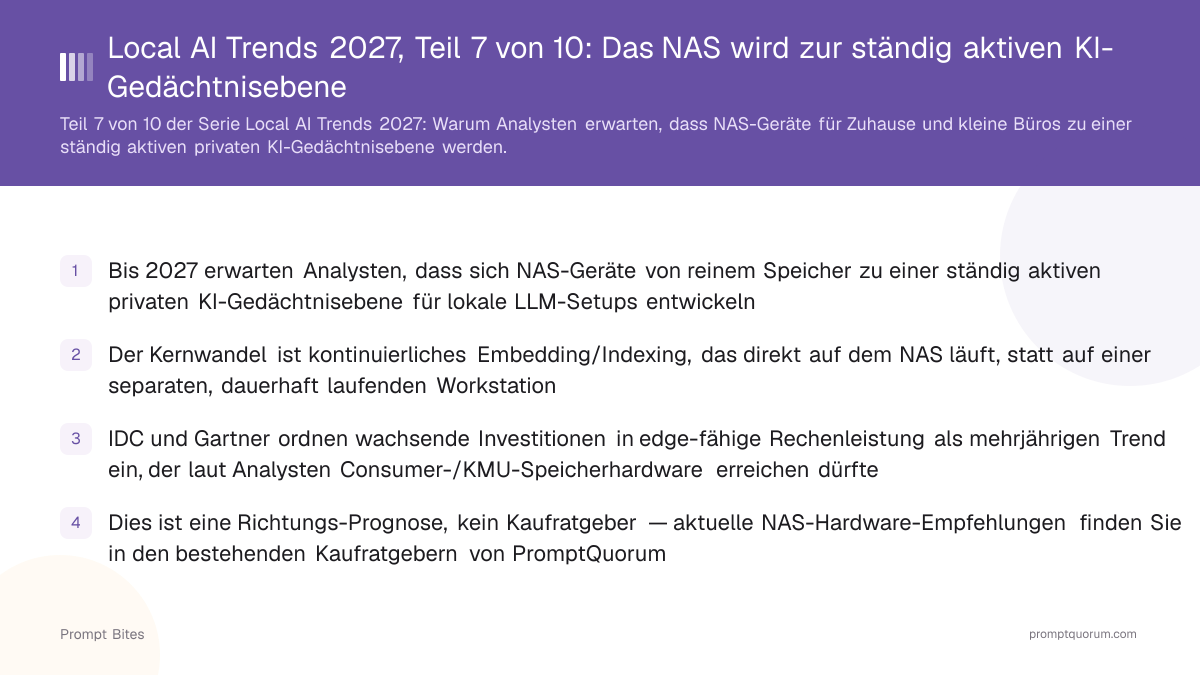Local AI Trends 2027, Teil 7 von 10: Das NAS wird zur ständig aktiven KI-Gedächtnisebene