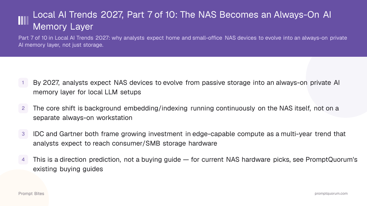 Local AI Trends 2027, Part 7 of 10: The NAS Becomes an Always-On AI Memory Layer