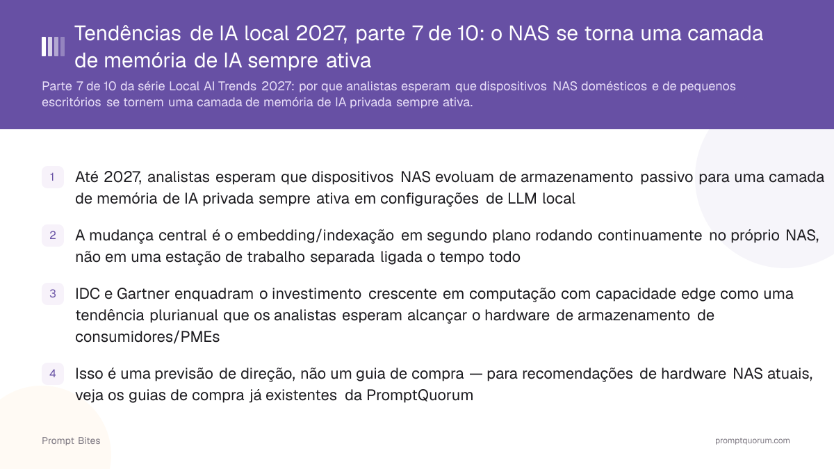Tendências de IA local 2027, parte 7 de 10: o NAS se torna uma camada de memória de IA sempre ativa