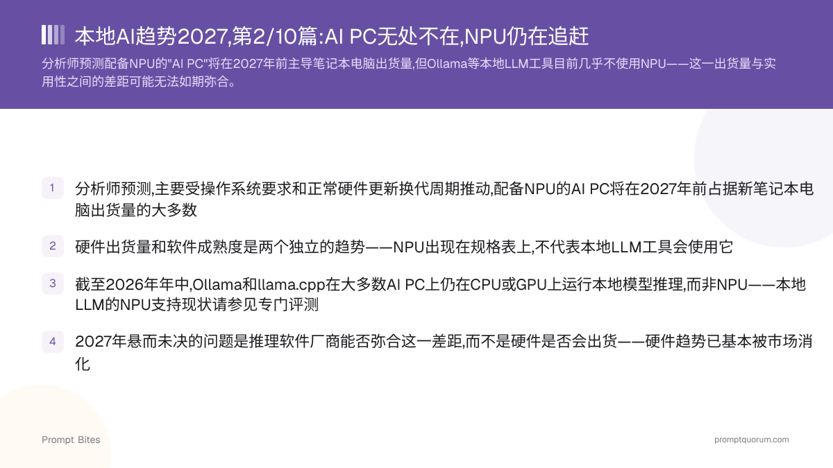 本地AI趋势2027,第2/10篇:AI PC无处不在,NPU仍在追赶