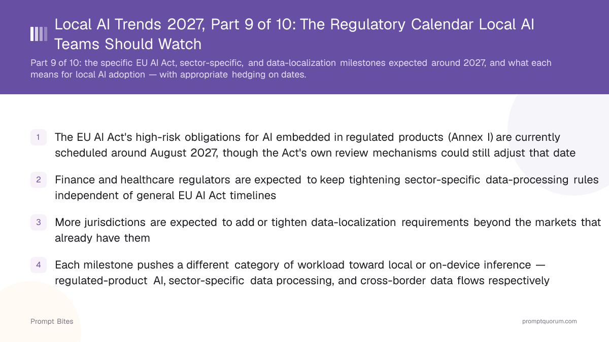 Local AI Trends 2027, Part 9 of 10: The Regulatory Calendar Local AI Teams Should Watch