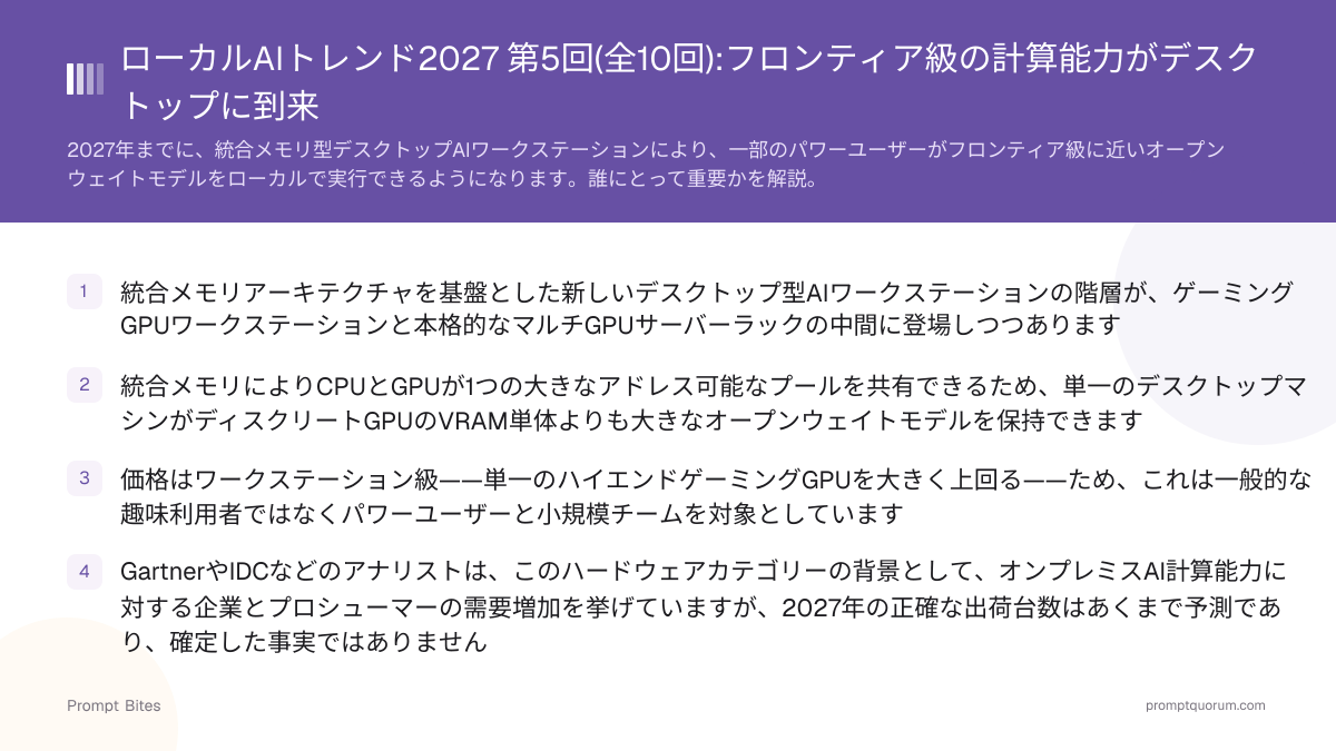 ローカルAIトレンド2027 第5回(全10回):フロンティア級の計算能力がデスクトップに到来