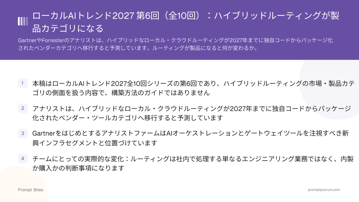 ローカルAIトレンド2027 第6回(全10回):ハイブリッドルーティングが製品カテゴリになる