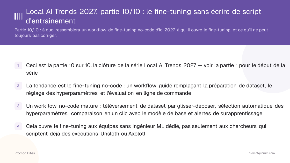 Local AI Trends 2027, partie 10/10 : le fine-tuning sans écrire de script d'entraînement