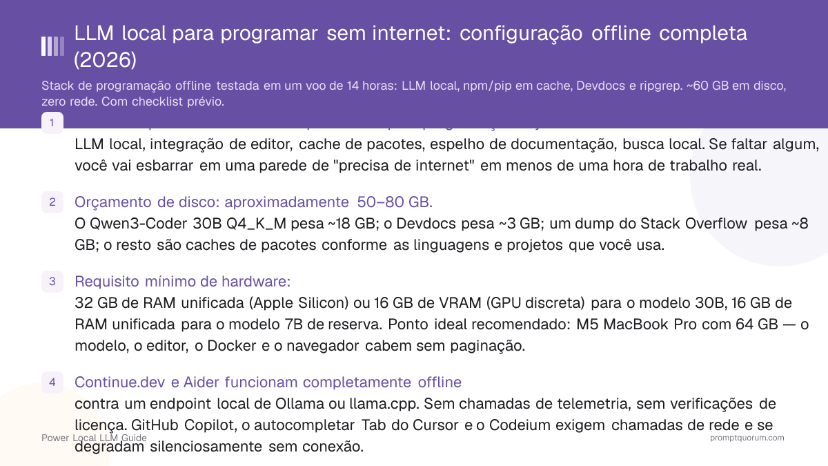LLM local para programar sem internet: configuração offline completa (2026)