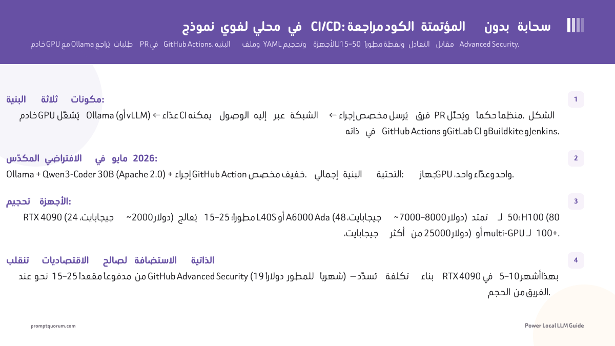 نموذج لغوي محلي في CI/CD: مراجعة الكود المؤتمتة بدون سحابة