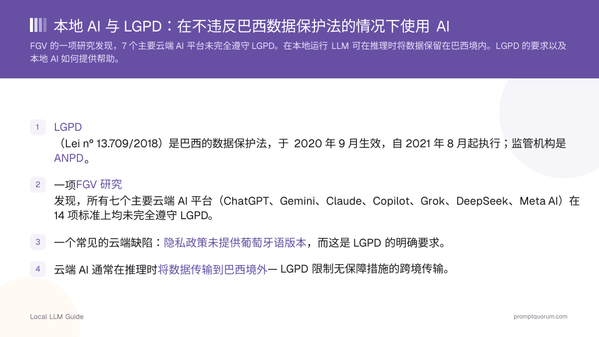 本地 AI 与 LGPD:在不违反巴西数据保护法的情况下使用 AI