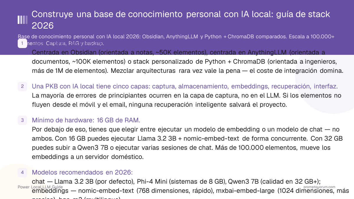 Construye una base de conocimiento personal con IA local: guía de stack 2026
