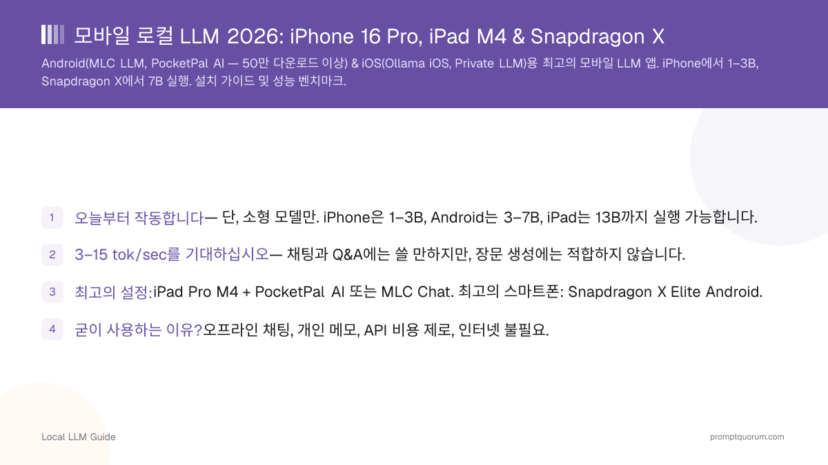 모바일 로컬 LLM 2026: iPhone 16 Pro, iPad M4 & Snapdragon X