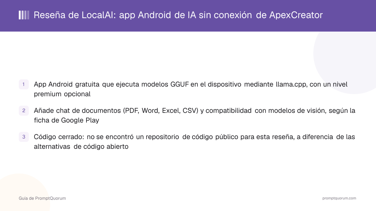 LocalAI a prueba (2026): la app de chat de IA sin conexión de ApexCreator para Android
